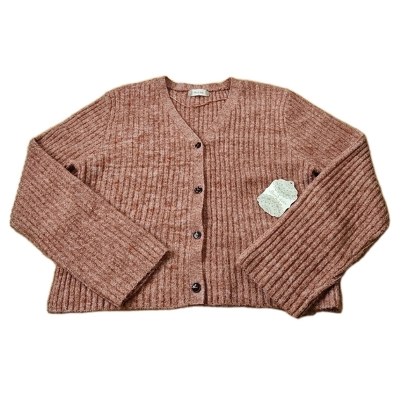 Altar'd State Sweaters - Altered State Cardigan Sweater Sz Med Rust Cable Knit Crop V-Neck 3 Button Nwt